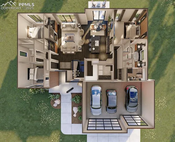 front view of a building with a street