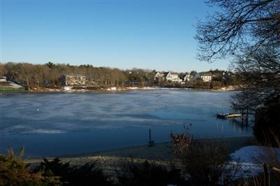 a view of lake and mountain