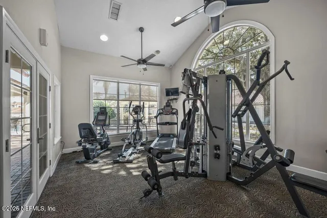 a view of a room with gym equipment