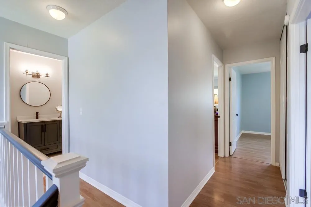 284 Gardendale Road Encinitas, CA 92024 - Photo 43 of 59 a view of a hallway with wooden floor and staircase