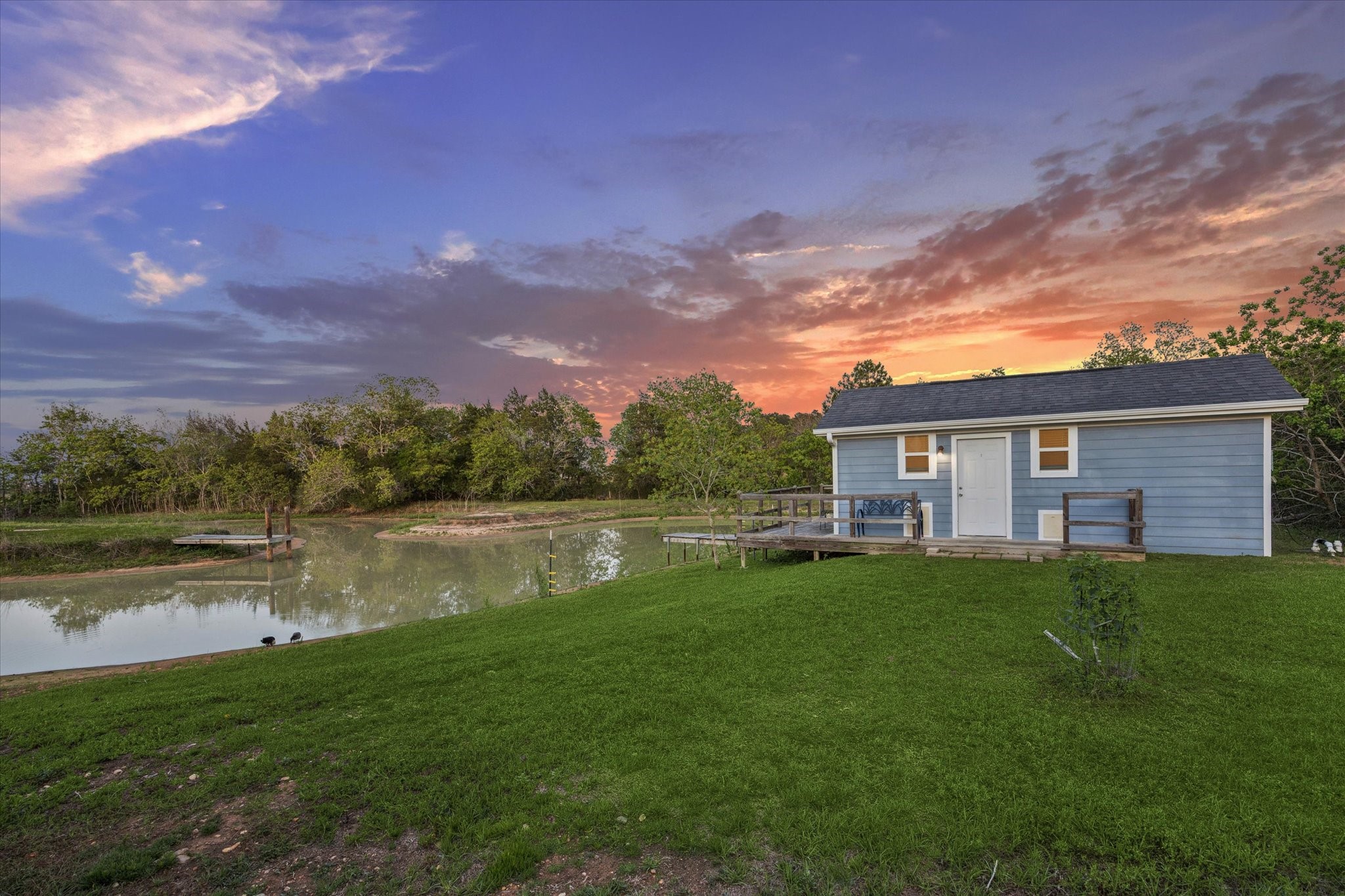 10347 Pless Road Cat Spring, TX 78933 - Photo 24 of 41 Guest house with a dock overlooking the fully stocked pond!