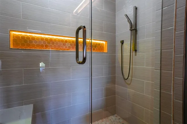 a bathroom with a shower