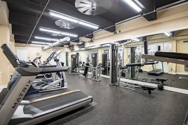 a view of a room with gym equipment