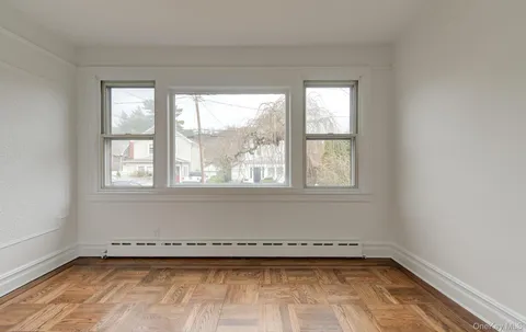 a view of a room with a window