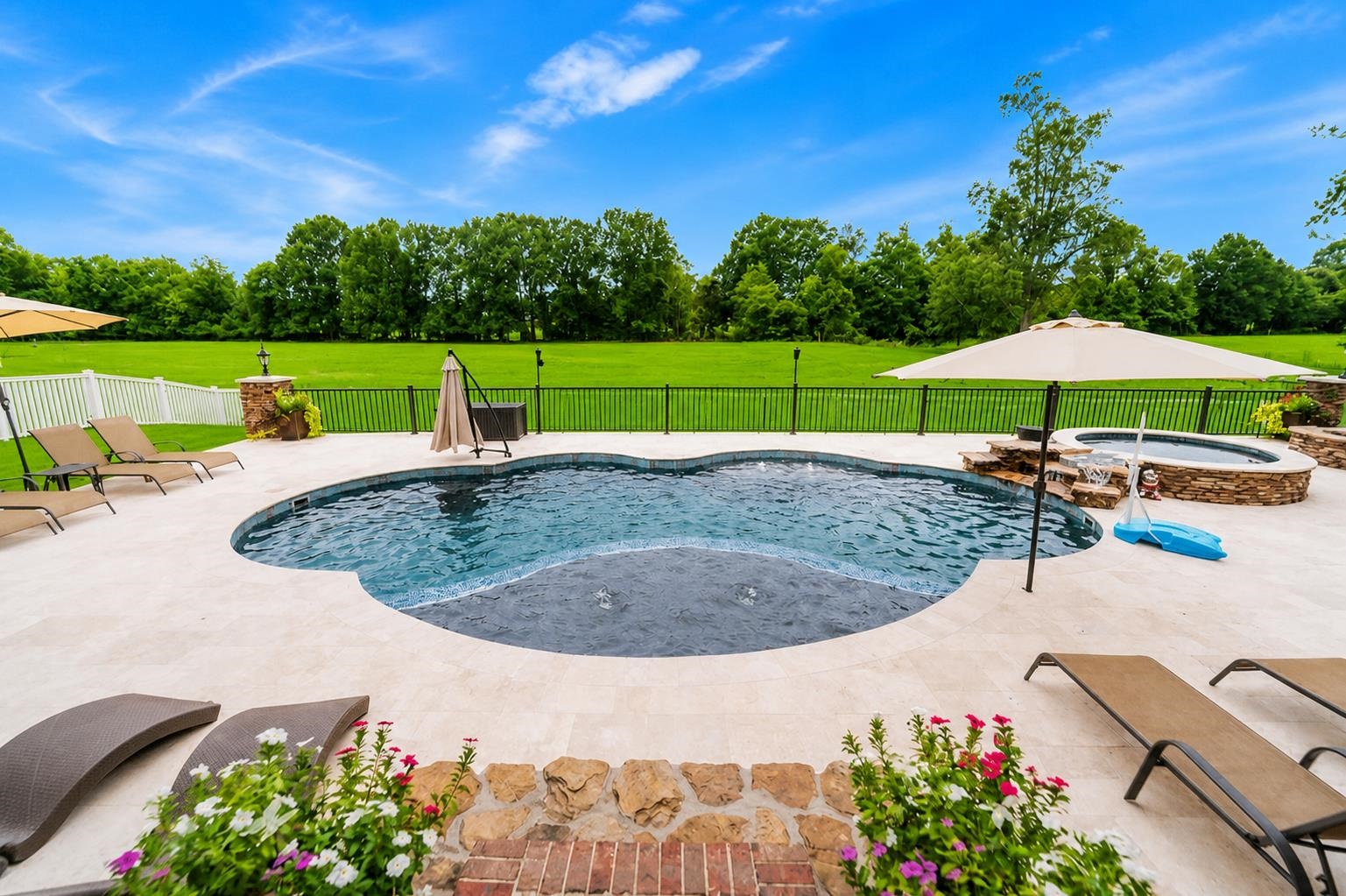 3285 Shadowood Lane Corinth, MS 38834 - Photo 2 of 30 Freeform swimming pool with integrated spa and stone surround