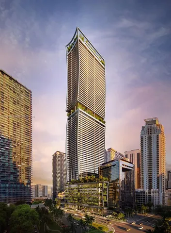 a front view of a multi story building