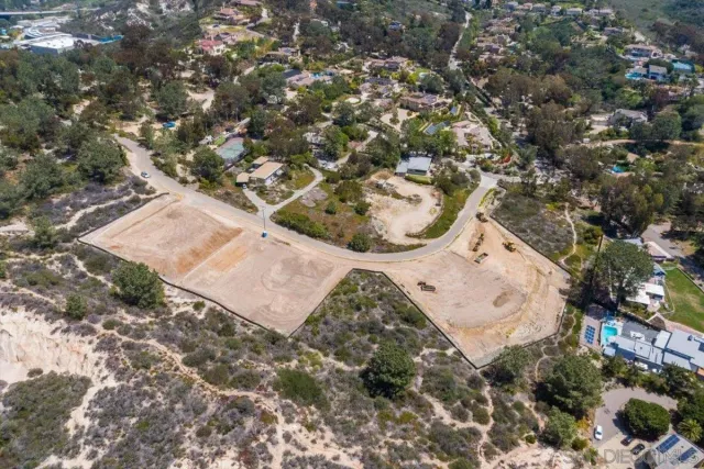 an aerial view of a backyard