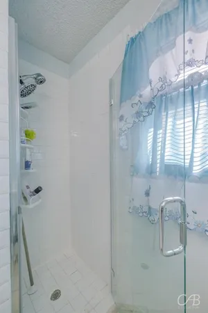 a bathroom with a shower