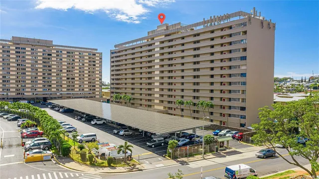 a view of a city with tall buildings