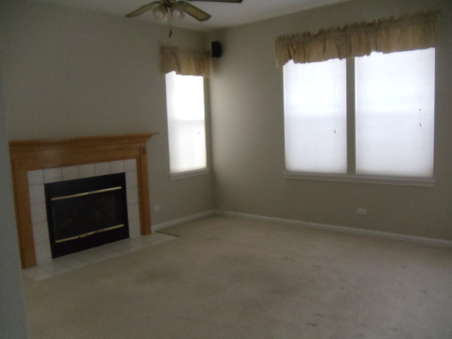 2977 Falling Waters Lane, Unit 2977 Lindenhurst, IL 60046 - Photo 8 of 25 an empty room with a fireplace and windows