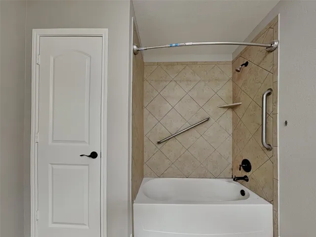 a bathroom with a bathtub