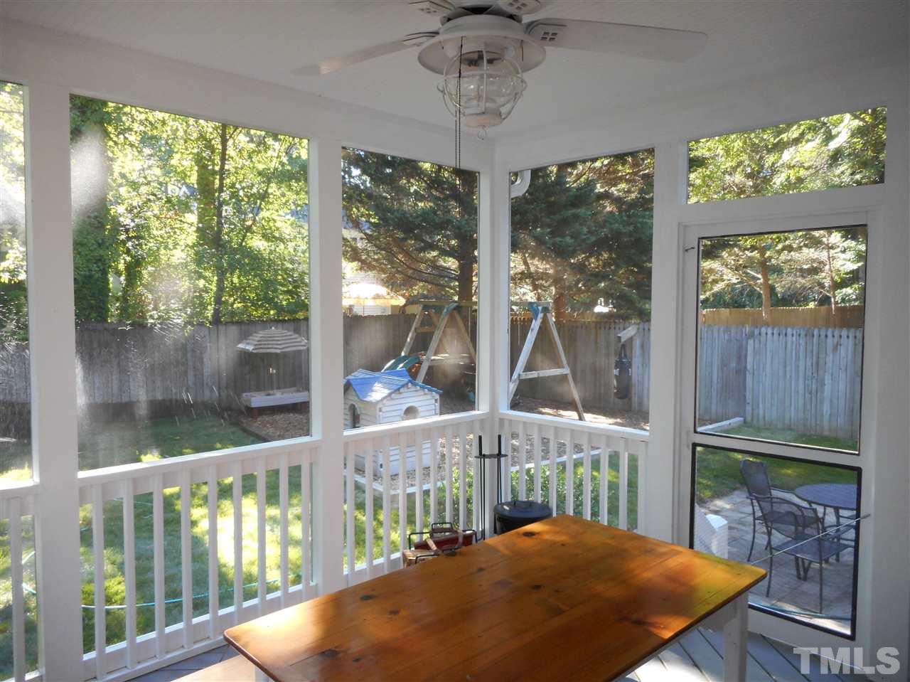 6809 Chasewick Circle Raleigh, NC 27615 - Photo 5 of 23 Love a screened porch! And this one has a tongue and groove wood ceiling with a ceiling fan.
