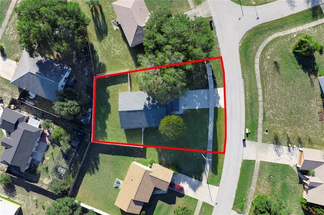 an aerial view of a house