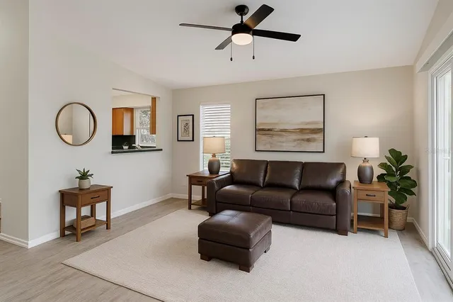 a living room with furniture