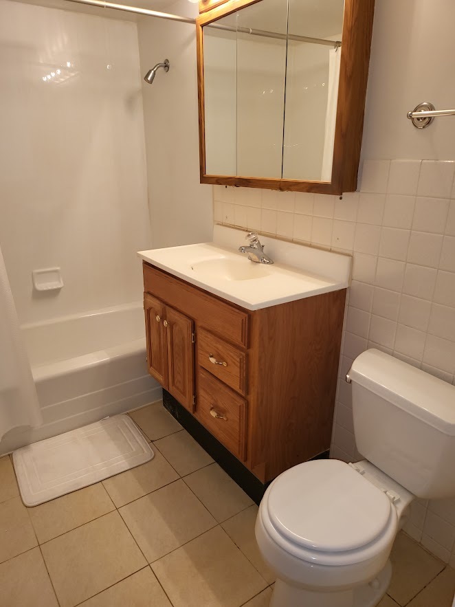 444 Spring Road, Unit 17 Elmhurst, IL 60126 - Photo 9 of 12 a bathroom with a granite countertop sink toilet and shower