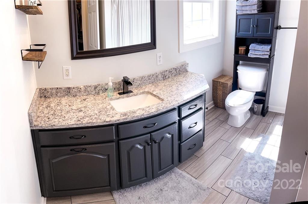 270 Tom Laney Road Lancaster, SC 29720 - Photo 23 of 28 a bathroom with a granite countertop sink and a toilet