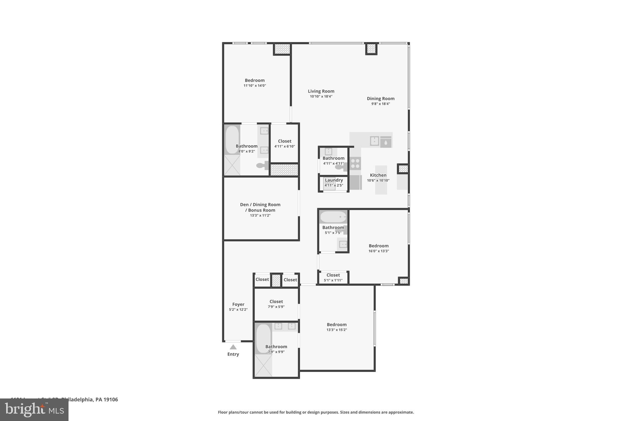 1101 Locust Street, Unit 8B Philadelphia, PA 19107 - Photo 36 of 36 a picture of a floor plan