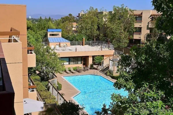 an aerial view of a house with a garden