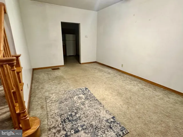an empty room with a door