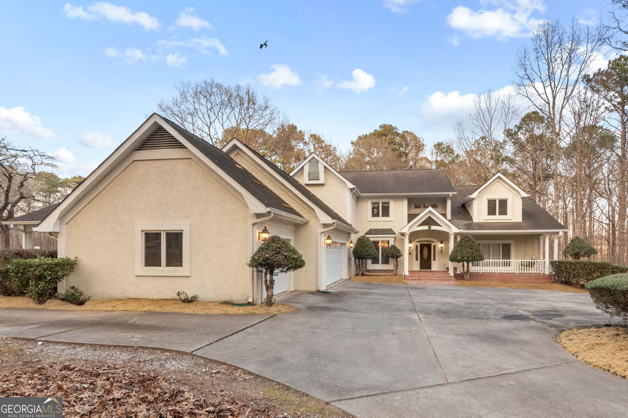 a view of a house with a patio