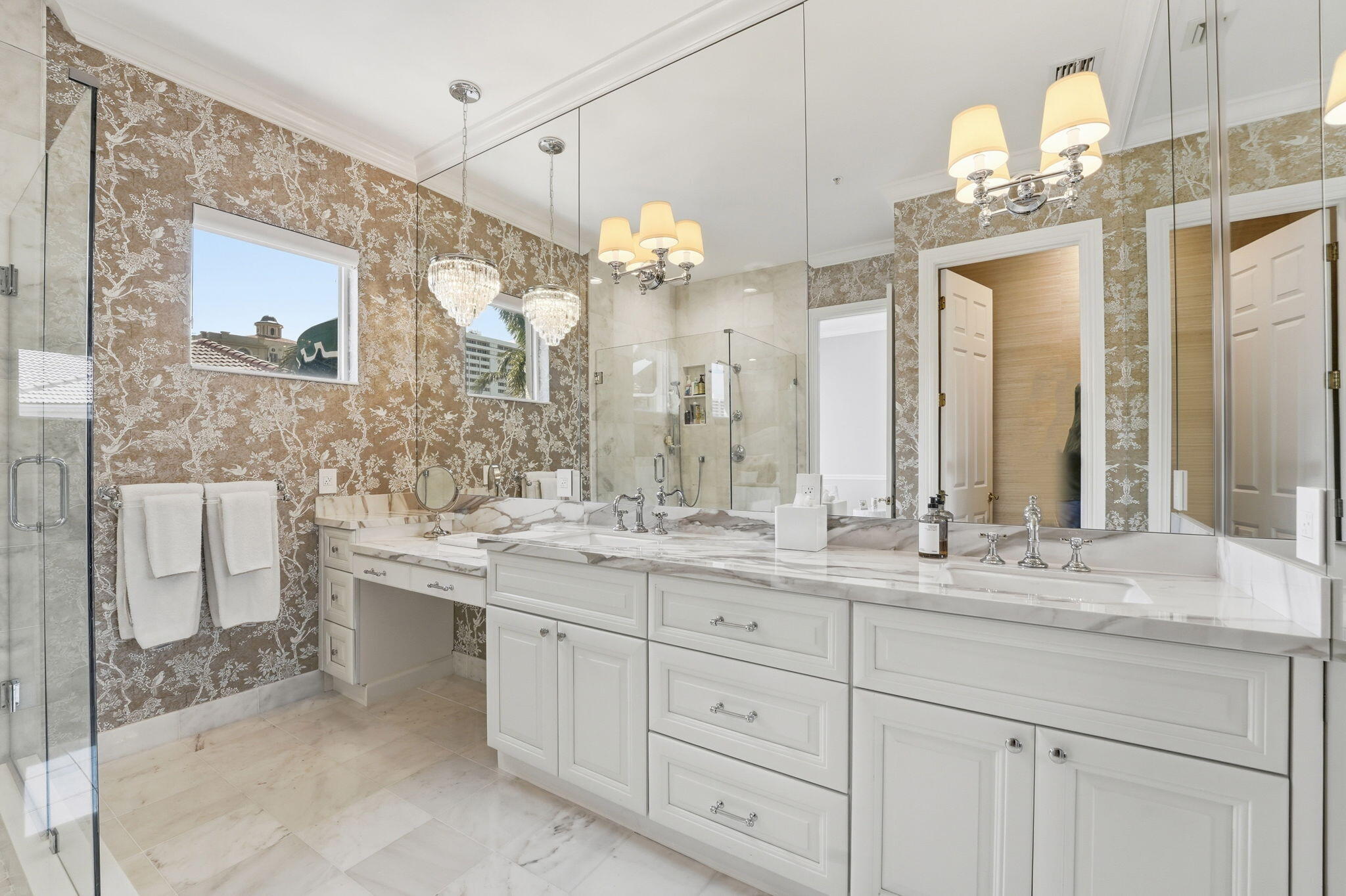 921 Osceola Drive, Unit 2 Boca Raton, FL 33432 - Photo 41 of 69 a bathroom with a sink double vanity granite and a mirror