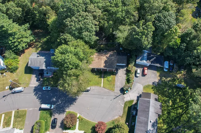 an aerial view of a house