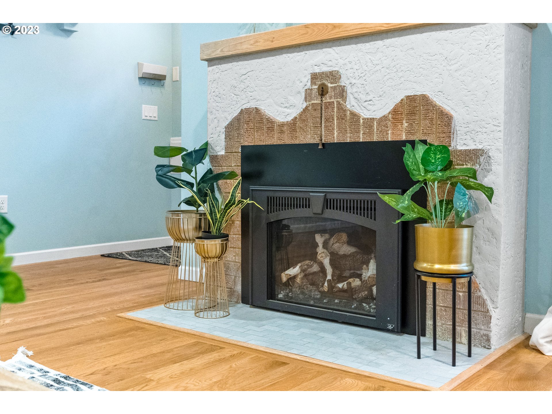 1565 18th Street Northeast Salem, OR 97301 - Photo 9 of 41 a fireplace with painting on the wall and a potted plant