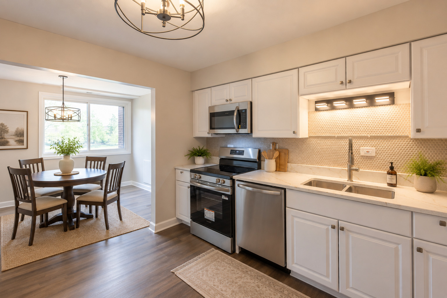450 Raintree Court, Unit 2B Glen Ellyn, IL 60137 - Photo 11 of 28 a kitchen with a sink stove and microwave