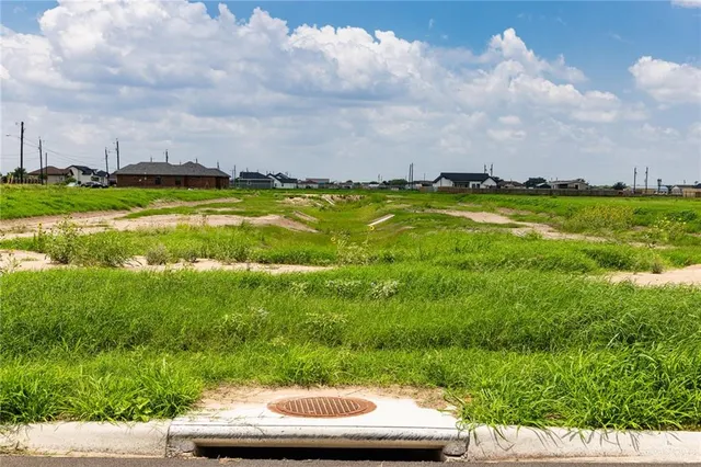 a view of yard with swimming pool and green space