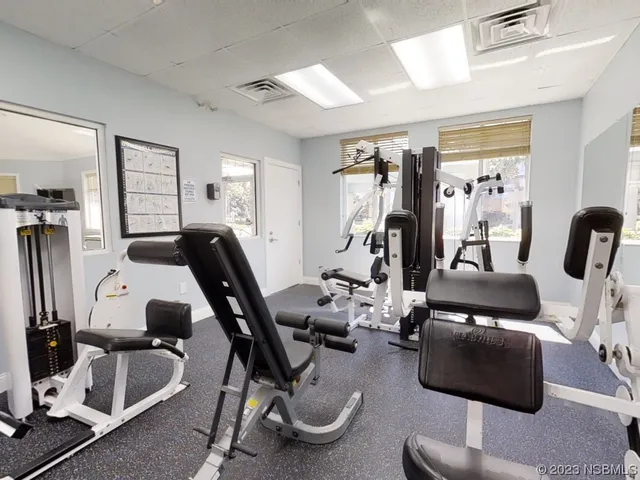 a view of a room with gym equipment