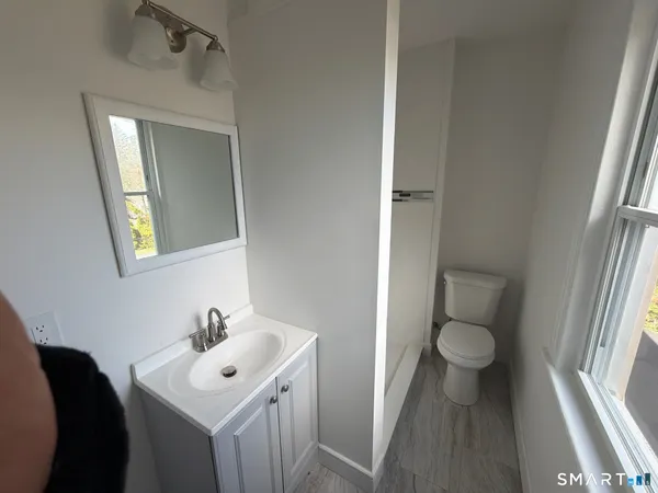 a bathroom with a sink toilet and vanity