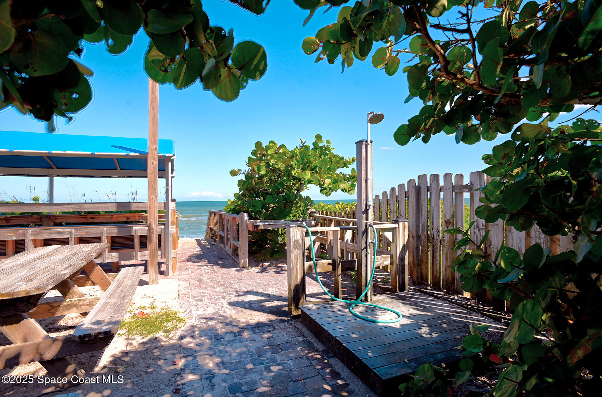 5930 Riverside Drive Melbourne Beach, FL 32951 - Photo 38 of 46 a view of a backyard with plants and a patio