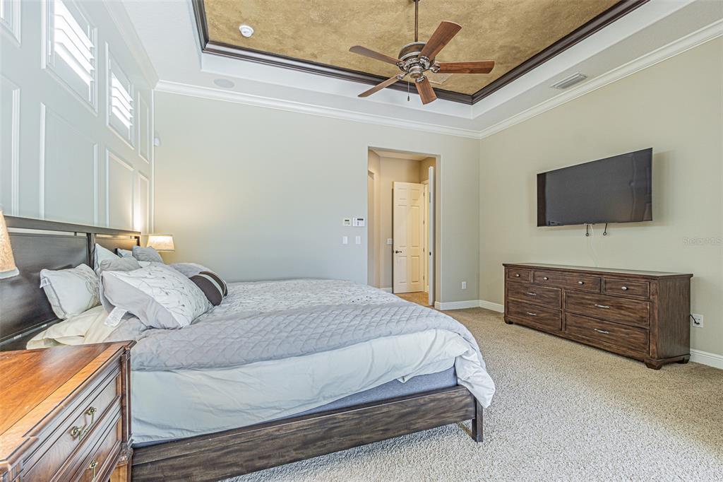 20411 Lace Cascade Road Land O Lakes, FL 34637 - Photo 16 of 44 a bedroom with a bed and a flat screen tv