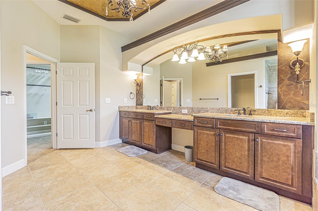 20411 Lace Cascade Road Land O Lakes, FL 34637 - Photo 22 of 44 a spacious bathroom with a granite countertop sink mirror and a