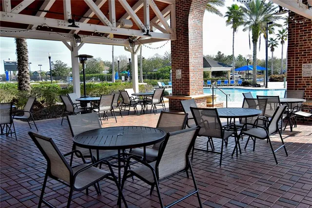 an aerial view of a house with a garden
