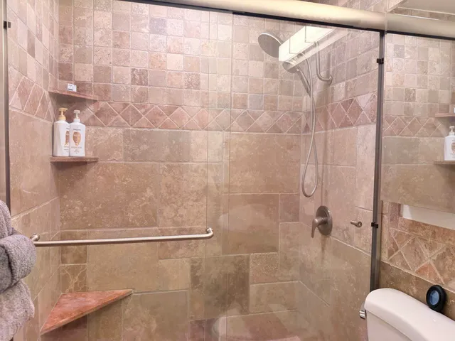 a bathroom with a shower