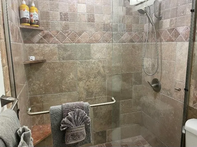 a bathroom with a shower