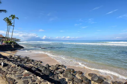 a view of an ocean and beach