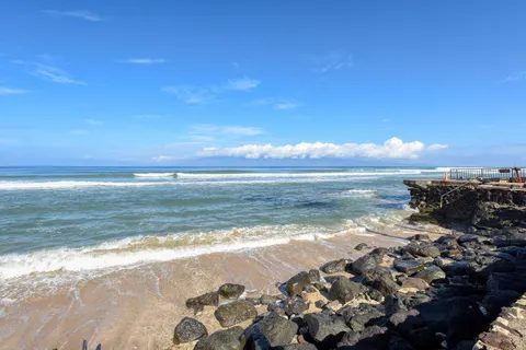a view of an ocean and beach
