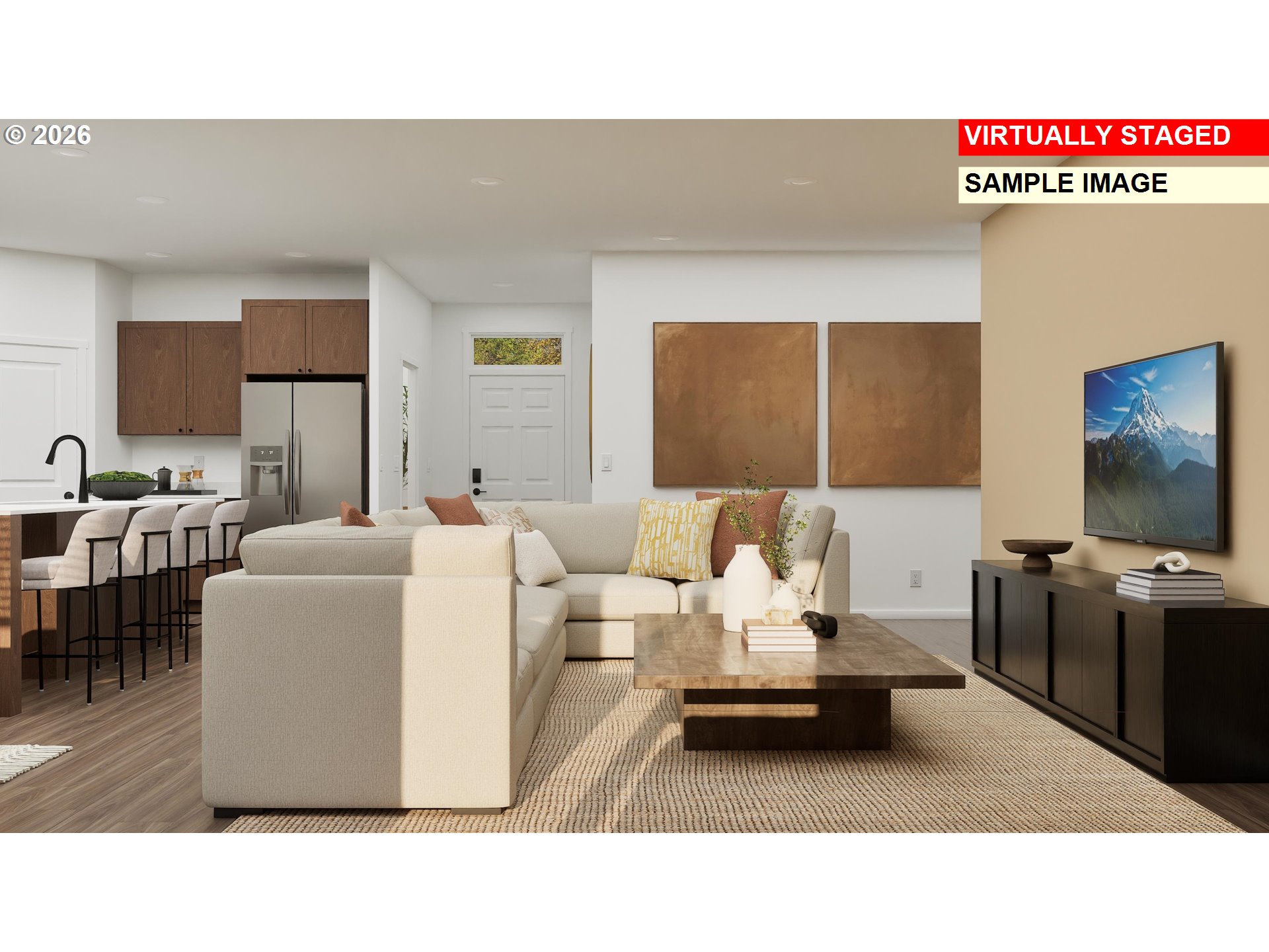 1083 Clemson Street Gervais, OR 97026 - Photo 13 of 25 a living room with furniture and a flat screen tv