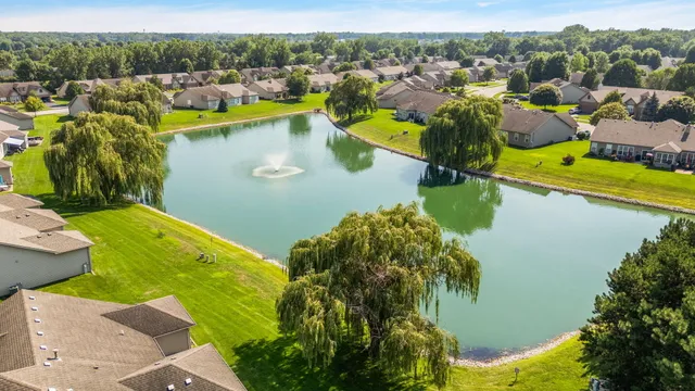 a view of a lake with a houses