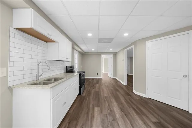 a workspace with wooden floor