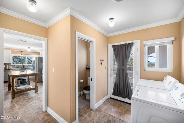 a view of a garden with an outdoor space