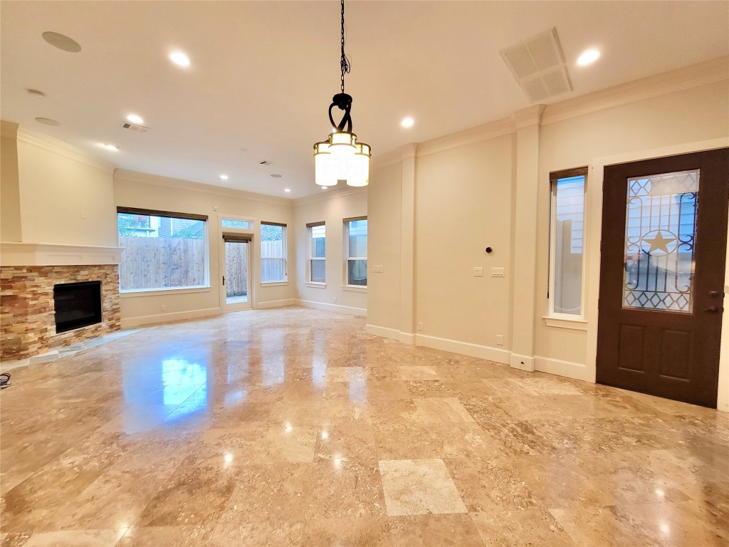 Open dining and living.