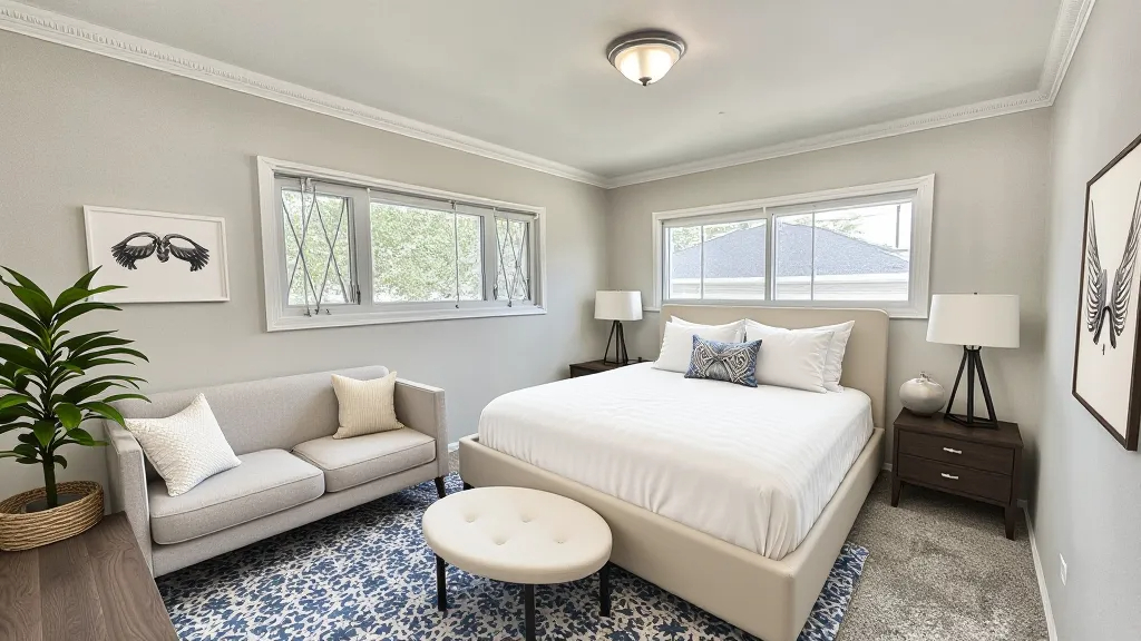 17303 Roy Street Lansing, IL 60438 - Photo 9 of 23 a spacious bedroom with a bed and a couch