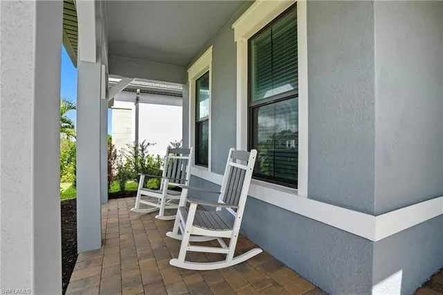 a view of an outdoor seating area