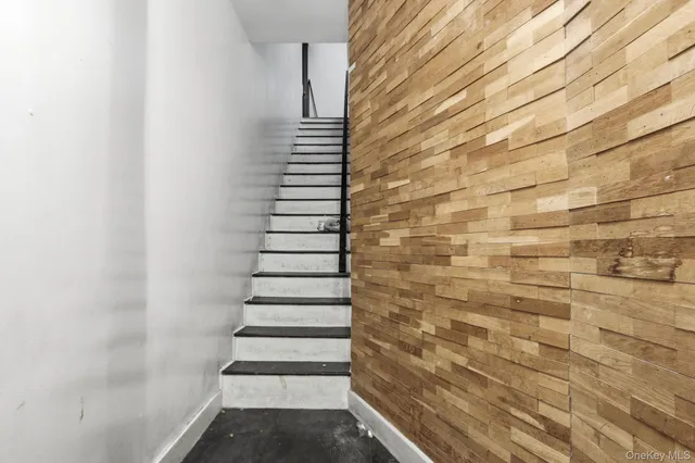 a view of path in between of building