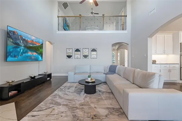 a living room with furniture