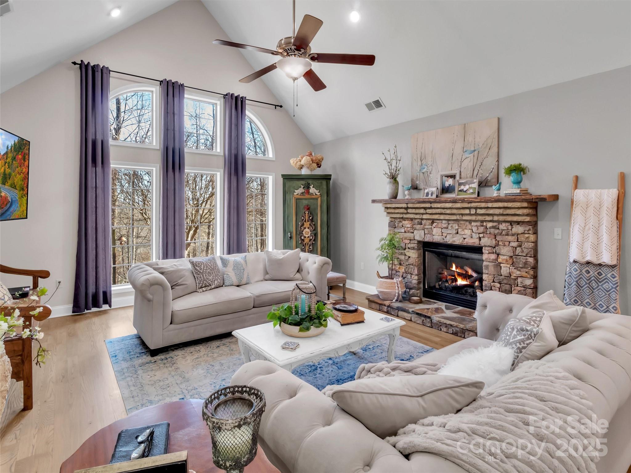 166 Amaroo Ridge, Unit 5 6 Sylva, NC 28779 - Photo 19 of 48 a living room with furniture and a fireplace