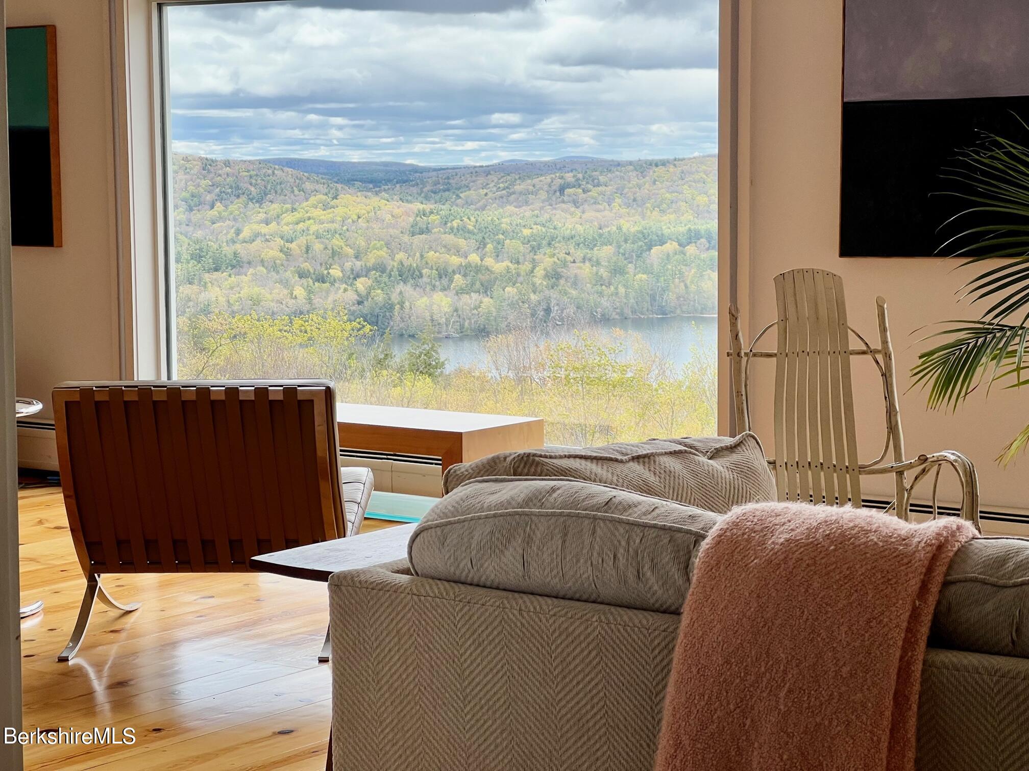 169 Mt Hunger Road Monterey, MA 01245 - Photo 12 of 51 a living room with furniture and a floor to ceiling window